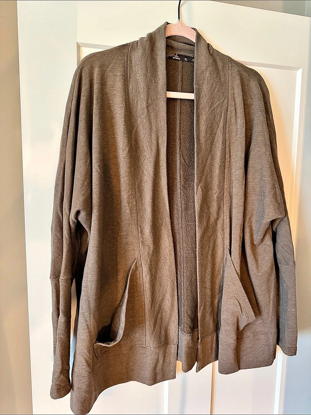 prAna Shea Soft Cardigan Open Front Brown Size XL